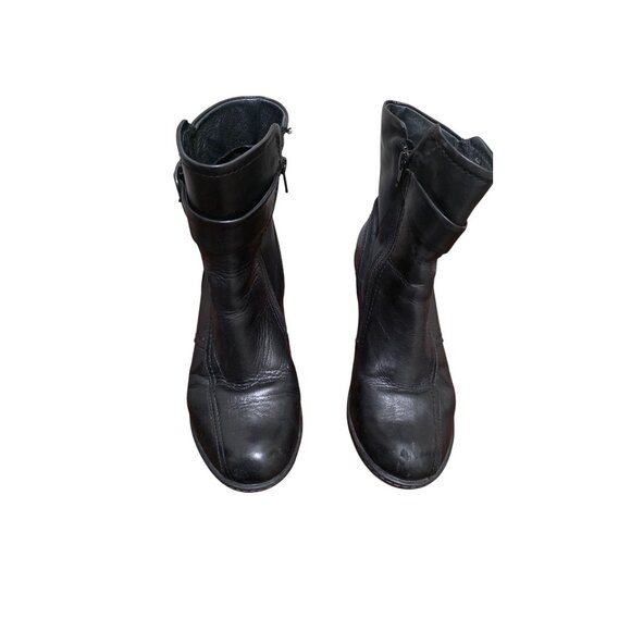 Dansko Black Leather Ankle Boots With Side Zippers & Buckle Detail Size 38 - Picture 1 of 12